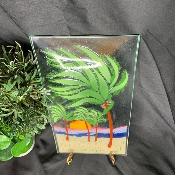 Wm McGrath Fusion Art Glass 56267 “Palm Trees” fused glass tray - Picture 10 of 15